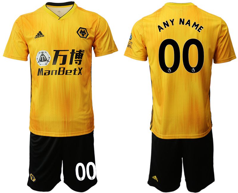 Men 2019-2020 club Wolverhampton Wanderers customized yellow Soccer Jerseys->customized mlb jersey->Custom Jersey